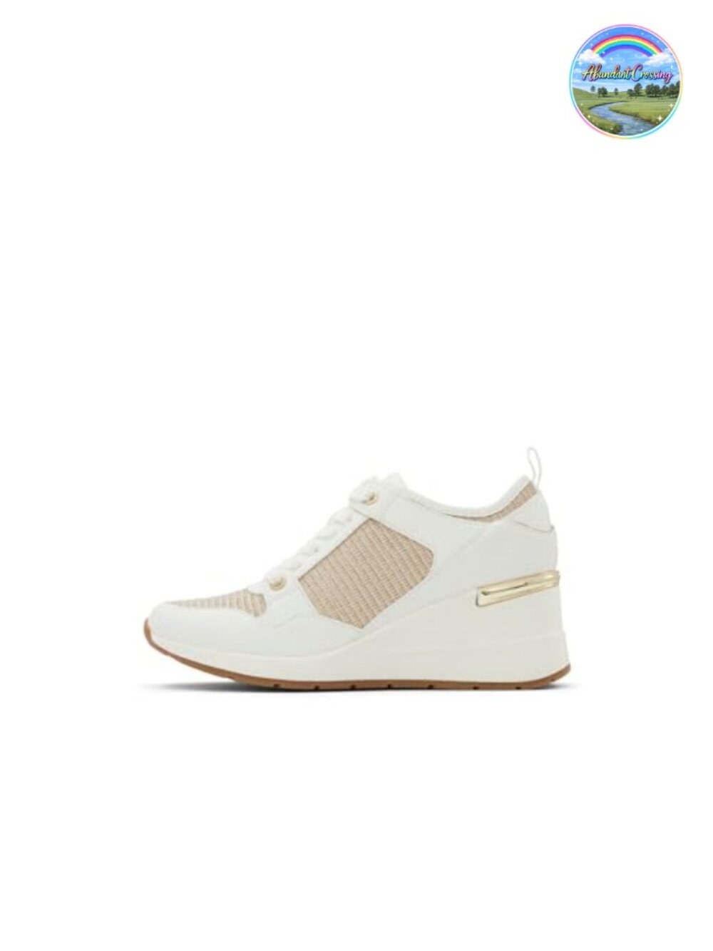 Womens Fashion Sneakers White Wedge Lace Up Athletic Casual Comfortable